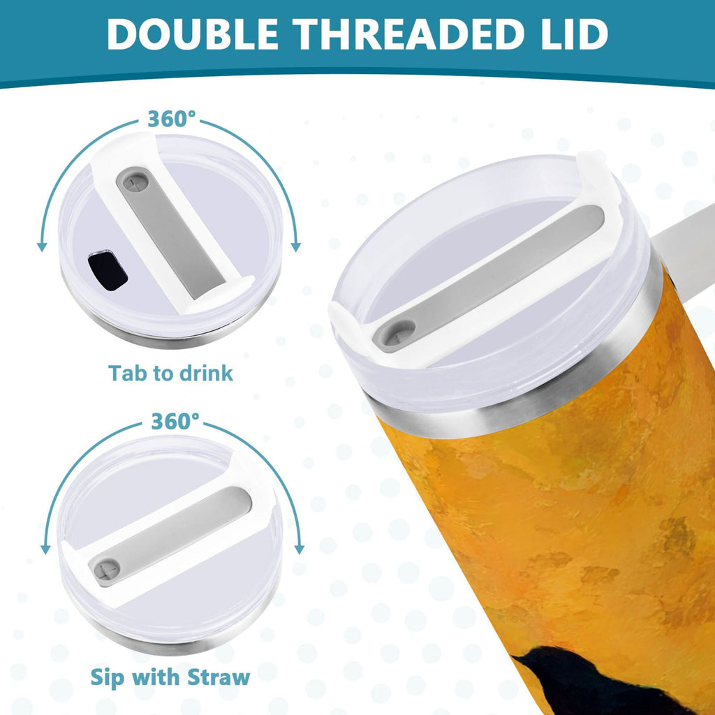 30 oz Insulated Stainless Steel Tumbler Double Wall Stainless Steel Tumbler with 2-Way Drinking Birds on A Wire 6VWE