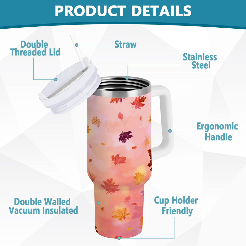 30 oz Insulated Stainless Steel Tumbler Double Wall Stainless Steel Tumbler with 2-Way Drinking Autumn Leaves Falling IOW4