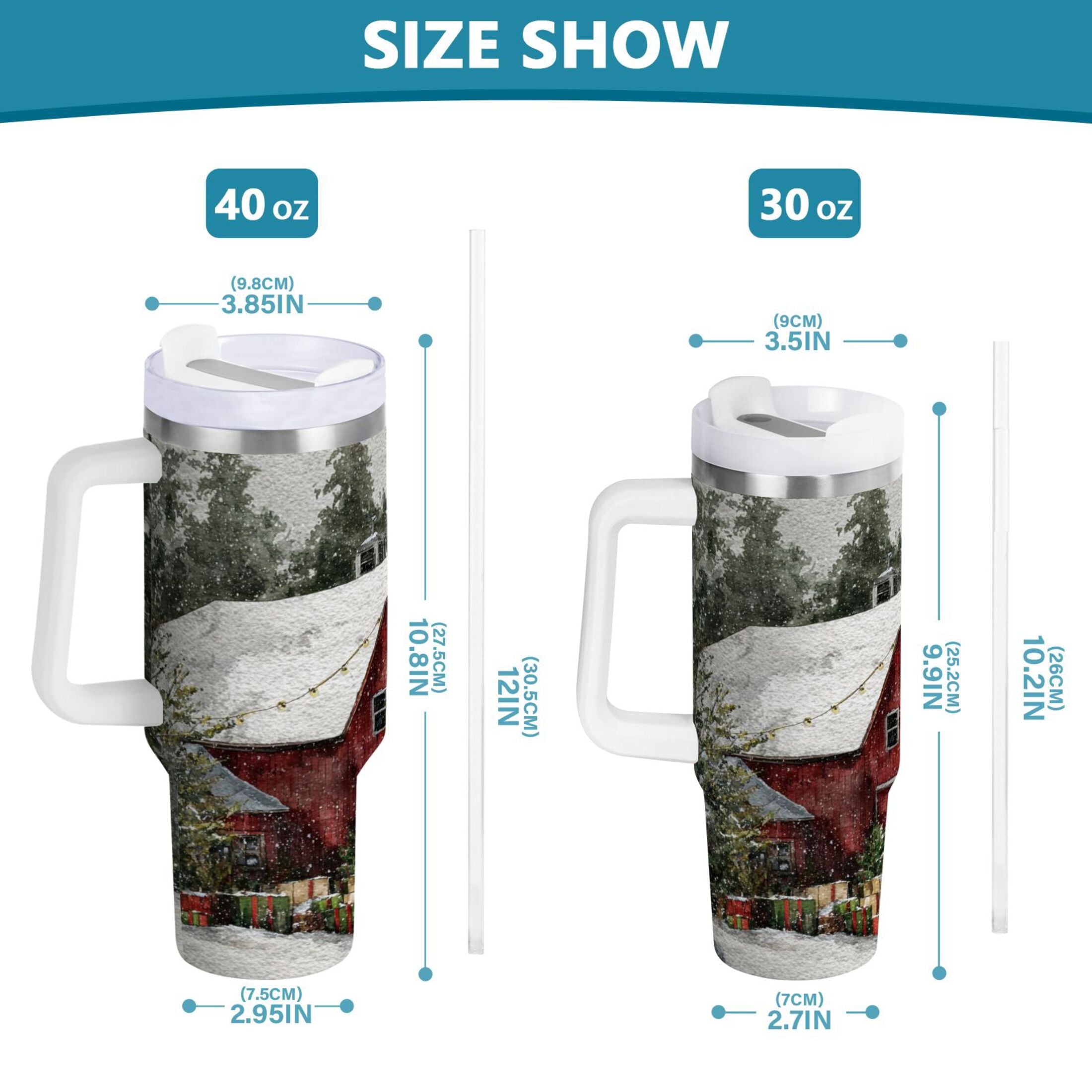 30 oz Insulated Stainless Steel Tumbler Double Wall Stainless Steel Tumbler with 2-Way Drinking Old Red Barn RLCM