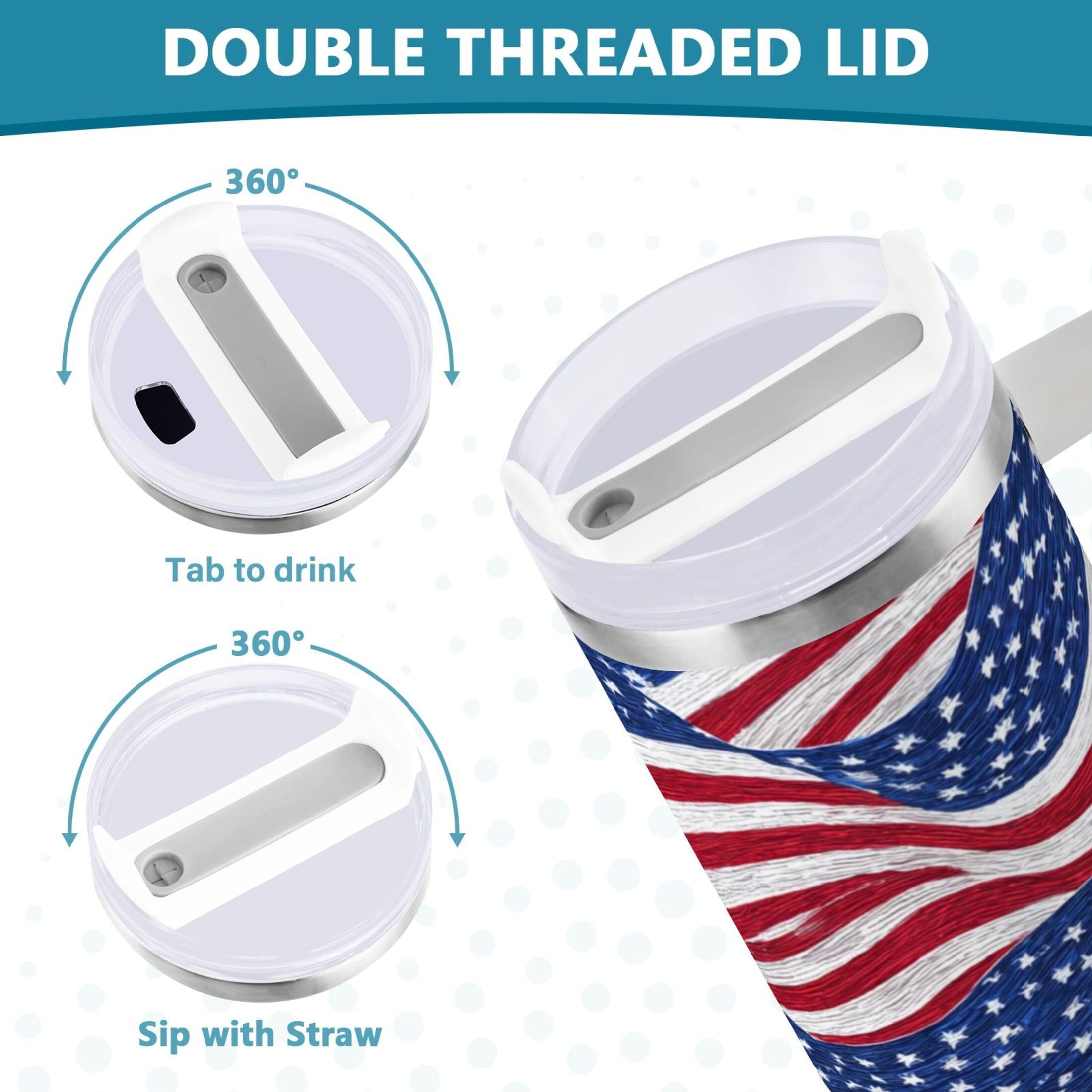 30 oz Insulated Stainless Steel Tumbler Double Wall Stainless Steel Tumbler with 2-Way Drinking Flags Wave Pattern V5Y7