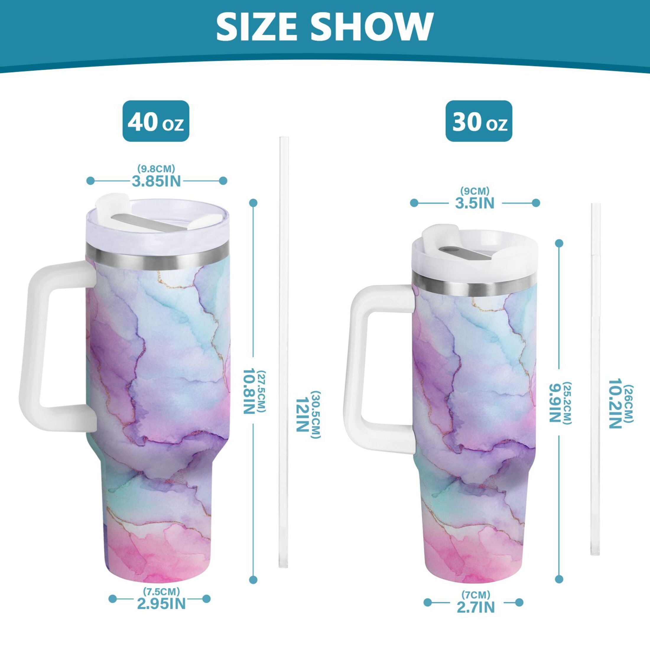 30 oz Insulated Stainless Steel Tumbler Double Wall Stainless Steel Tumbler with 2-Way Drinking Pastel Pink Marble Texture DEEK
