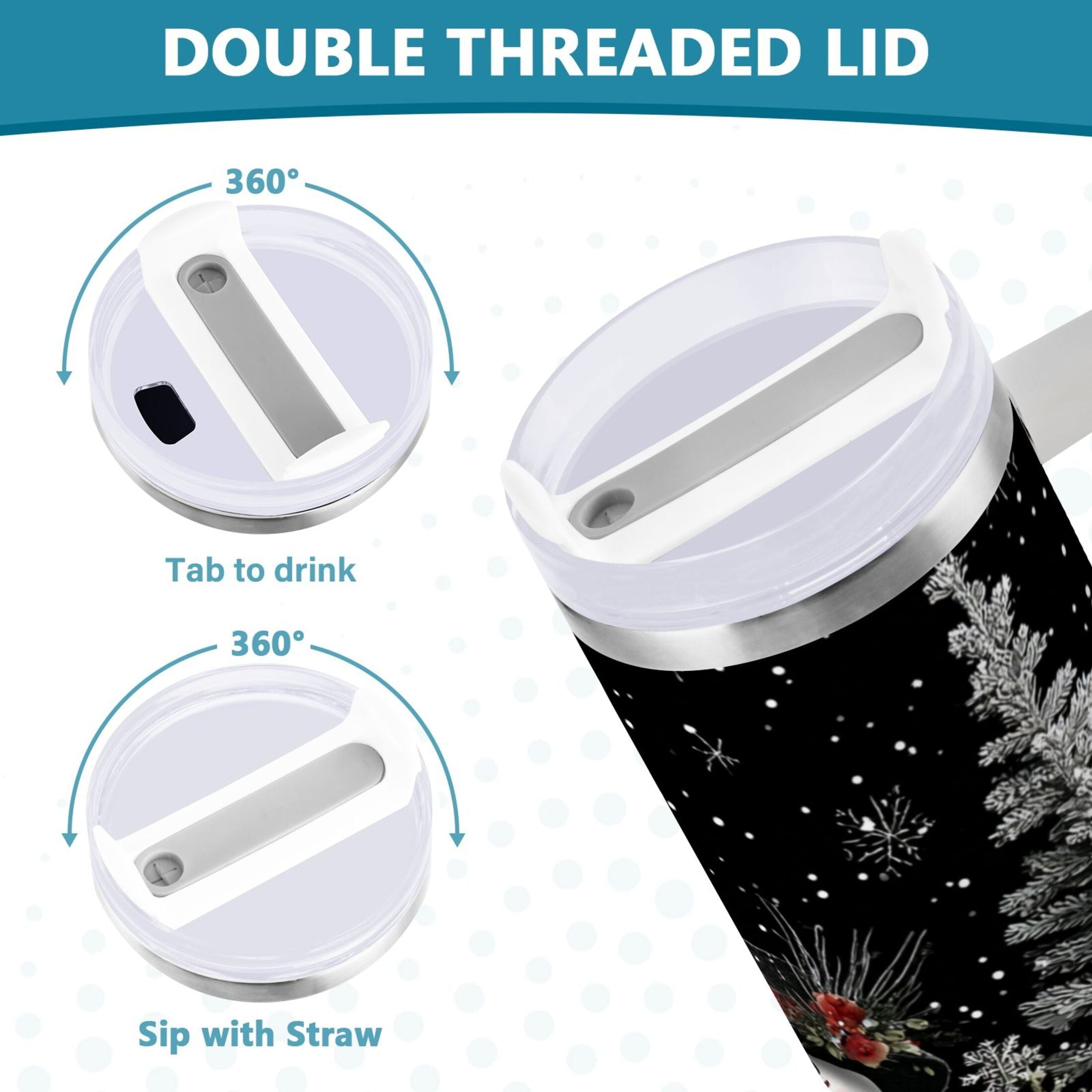 30 oz Insulated Stainless Steel Tumbler Double Wall Stainless Steel Tumbler with 2-Way Drinking Christmas Snowman IRNX