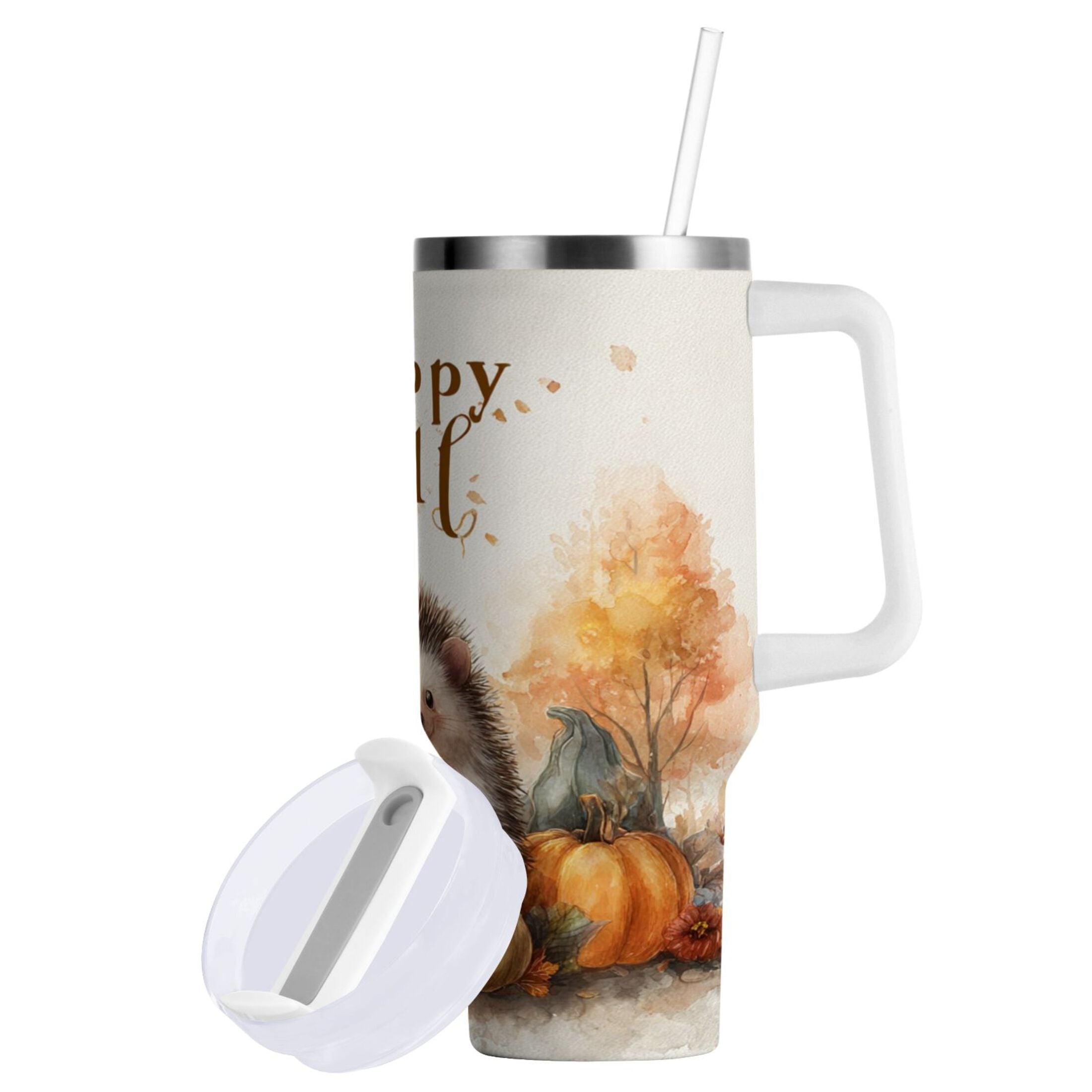 30 oz Insulated Stainless Steel Tumbler Double Wall Stainless Steel Tumbler with 2-Way Drinking Cute Little Hedgehog HPFD