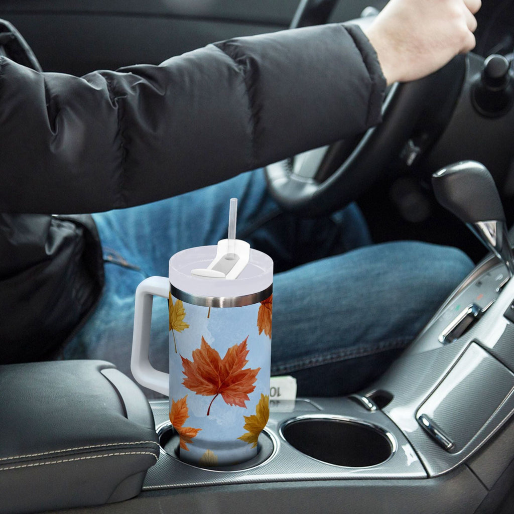 30 oz Insulated Stainless Steel Tumbler Double Wall Stainless Steel Tumbler with 2-Way Drinking Autumn Maple Leaves GIFZ